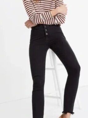 Madewell 10" High Rise Skinny Jeans Womens 26P Black Five Pocket Button Fly
